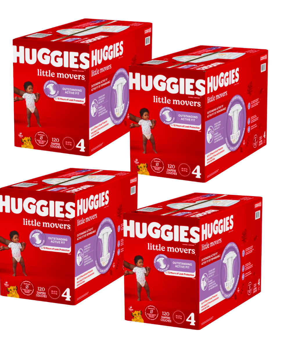 Couches Huggies – Tailles Nouveau-né à 5 (Boîtes de 198 pcs)
