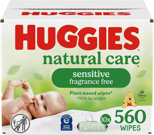 Lingettes Bébé Huggies Natural Care® – 560 pcs pour peaux sensibles
